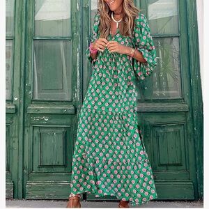 Floral Green Maxi Dress